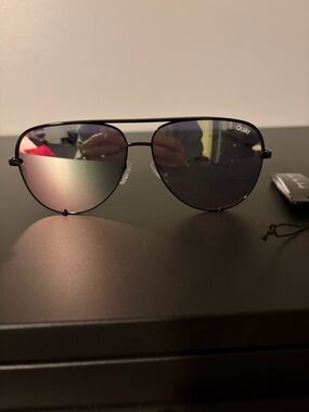 Quay Aviator Sunglasses in Black with Mirrored Lenses